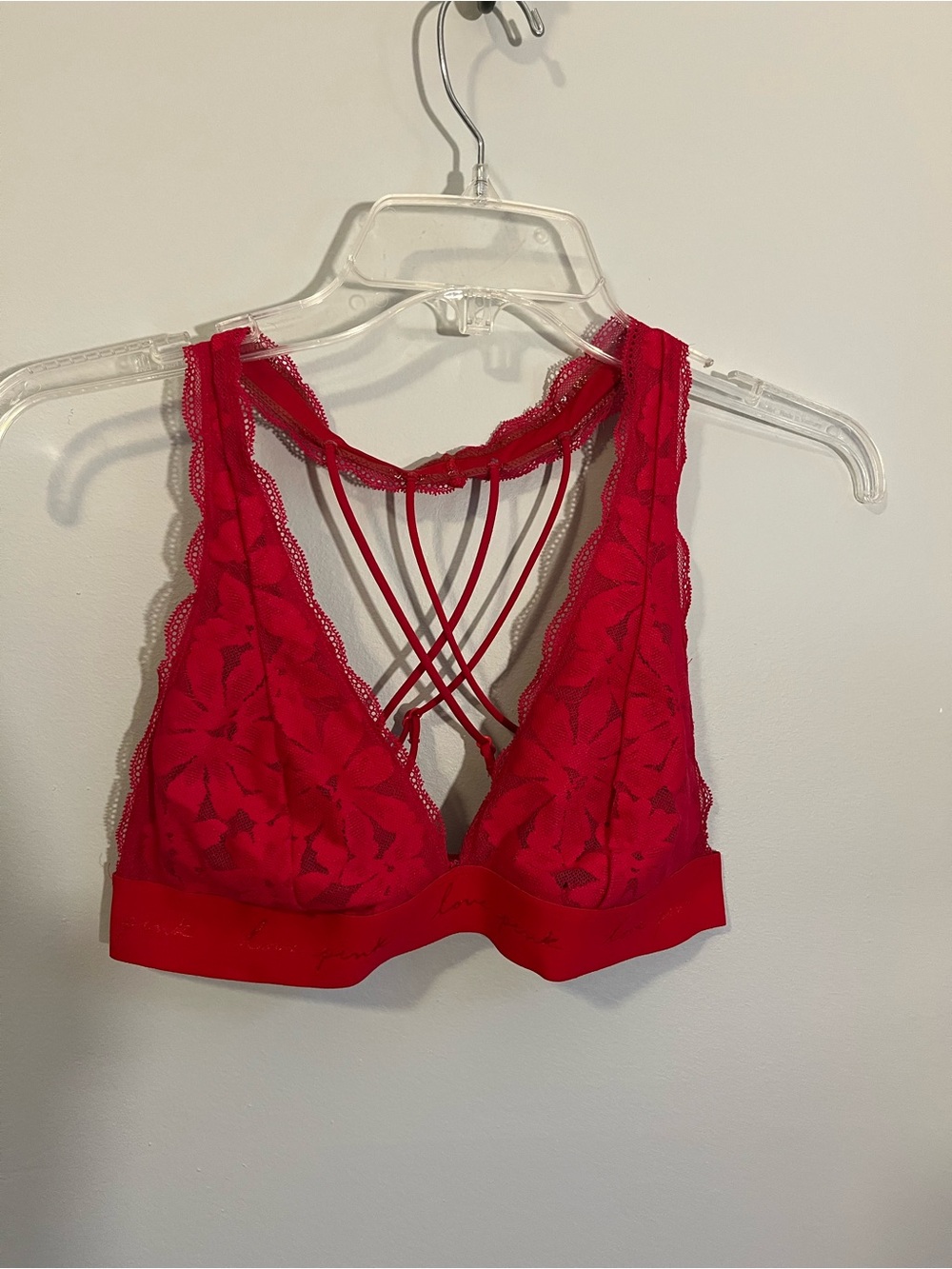 VICTORIA’S SECRET Red Floral Lace Strappy Racerback Bralette